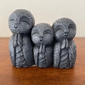 Summit Collection 3 smiling Jizo Monk‎ sculpture figurine gray resin